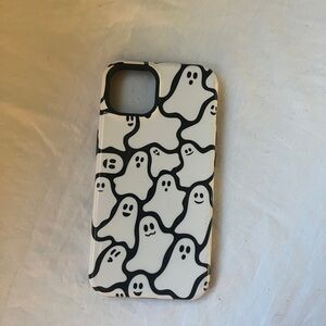 Spooky Ghost Pattern Phone Case - Black & White